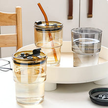 350ml Glass Tumbler with Straw & Leather Sleeve