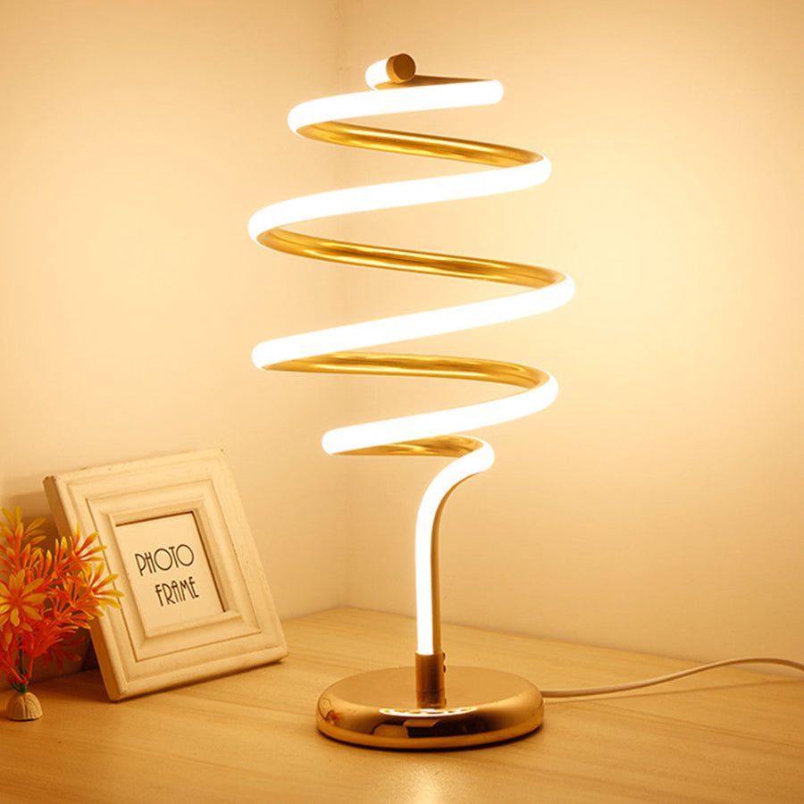 LED Spiral Crystal Table Lamp – 3-Mode Dimmable Decorative Light