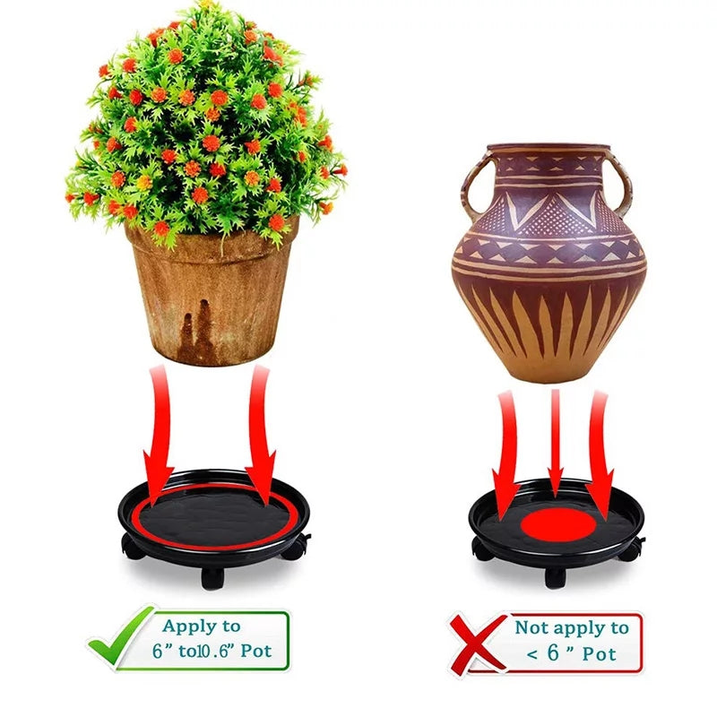 Rolling Round Plant Pot Stand with 3 Wheels – Heavy Duty Indoor/Outdoor Plant Caddy