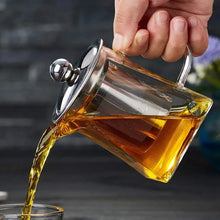 Square Glass Teapot with Heat-Resistant Stainless Steel Infuser Chai Kettle