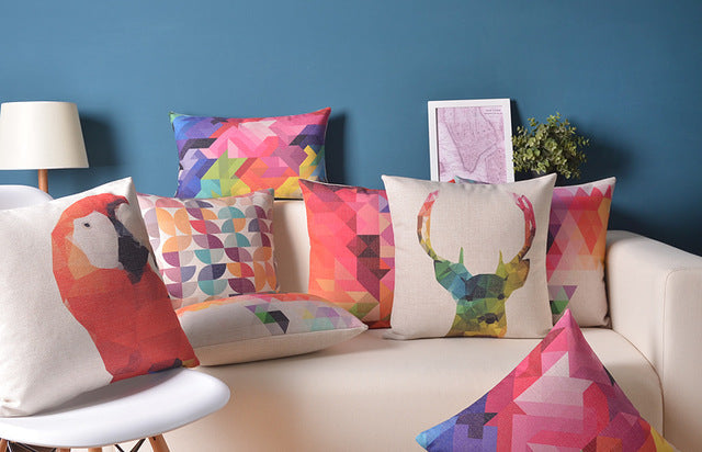 Pack of 10 Random Design/Pattern - Multicolor Geometric Design Cushion Covers Without Filling