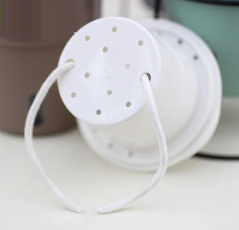 Wall Hanging Self Watering Flower Pot, Indoor Plastic Planter With Cotton Rope & Hanging Stand, Stand & Container For Water, Self Watering Style Lazy Pot & Iron Stand