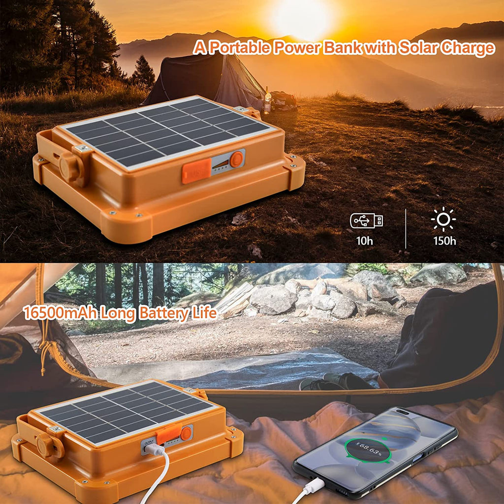 Rechargeable Solar Light, 100W Rechargeable Work Light, 10000Lum Portable Solar LED Floodlight with 348LEDs, Waterproof IP66 Solar LED Outdoor Emergency Portable Light