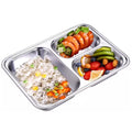 3 Compartments Stainless Steel Rectangular Thali Plate