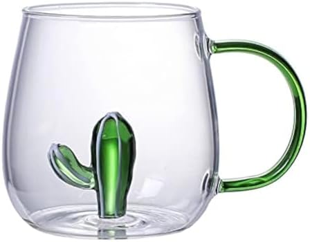 3D Cactus Plant Inside Glass Mug with Handle