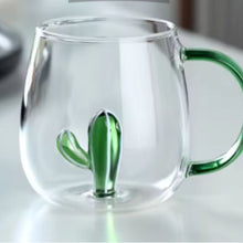 3D Cactus Plant Inside Glass Mug with Handle