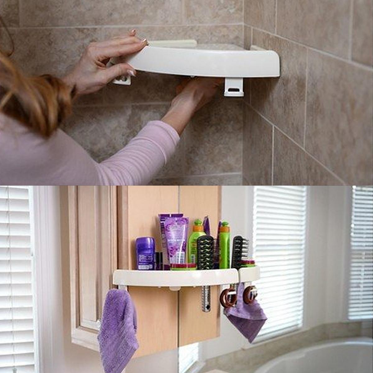 Multipurpose Quick Fix Corner Triangle Shelf SnapUp Stable Easy Wall for Bathroom Kitchen Room Space Saver Rack