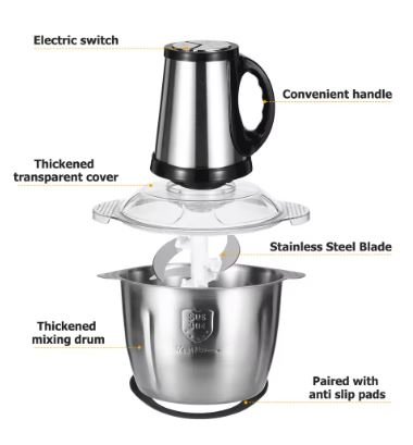 Electric Meat Grinder Food Processor with Sharp Blades