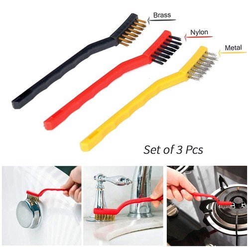 3Pcs Wire Nylon/Brass/Stainless Steel Brush