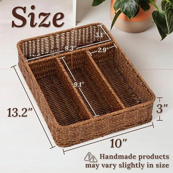 4 Compartment Rattan Spoon/Utensils Holder