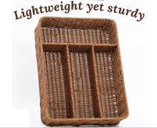 4 Compartment Rattan Spoon/Utensils Holder