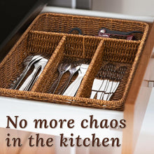 4 Compartment Rattan Spoon/Utensils Holder