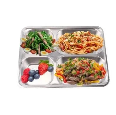 4 Compartments Stainless Steel Thali Plate