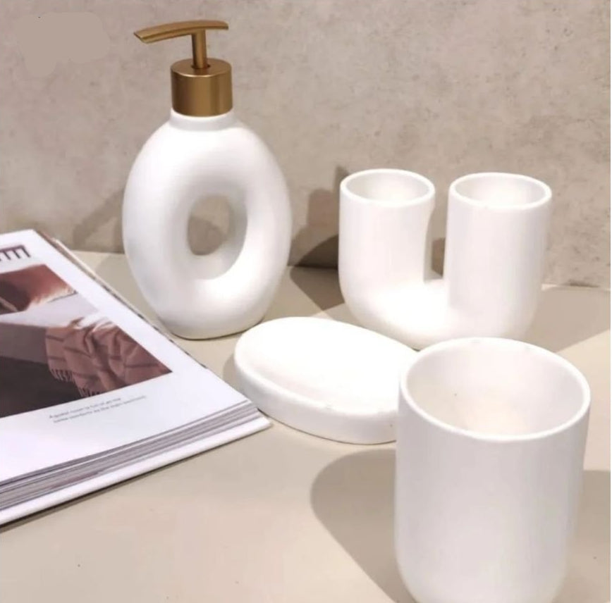4-Piece Ceramic Bathroom Accessory Set