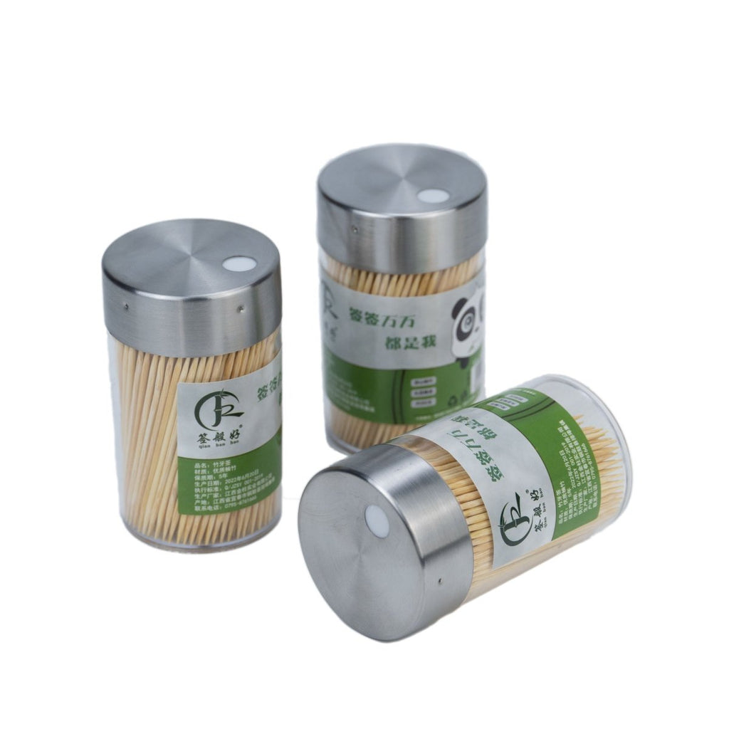 450 PCs Bamboo Toothpicks with Refillable Dispenser