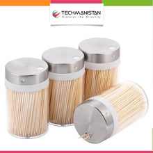 450 PCs Bamboo Toothpicks with Refillable Dispenser
