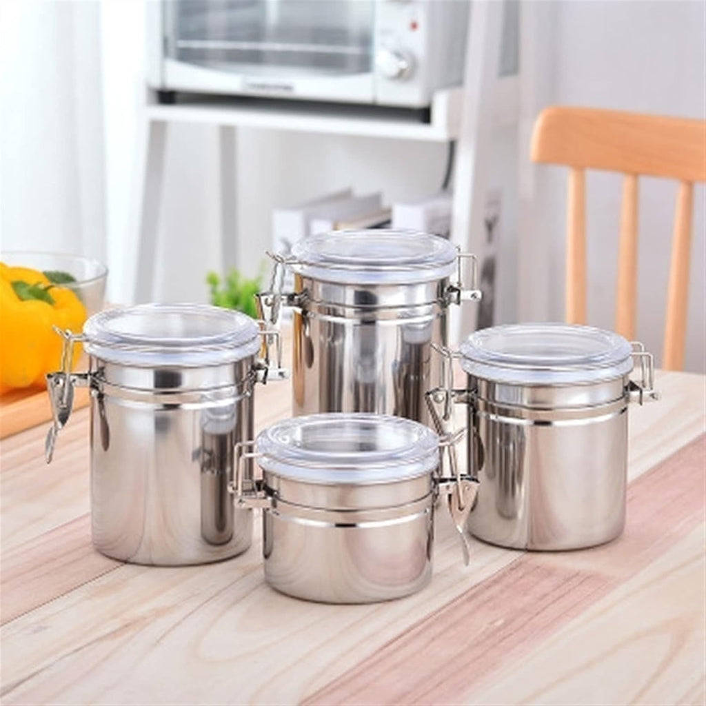 Set of 4 - Stainless Steel Canister Jars