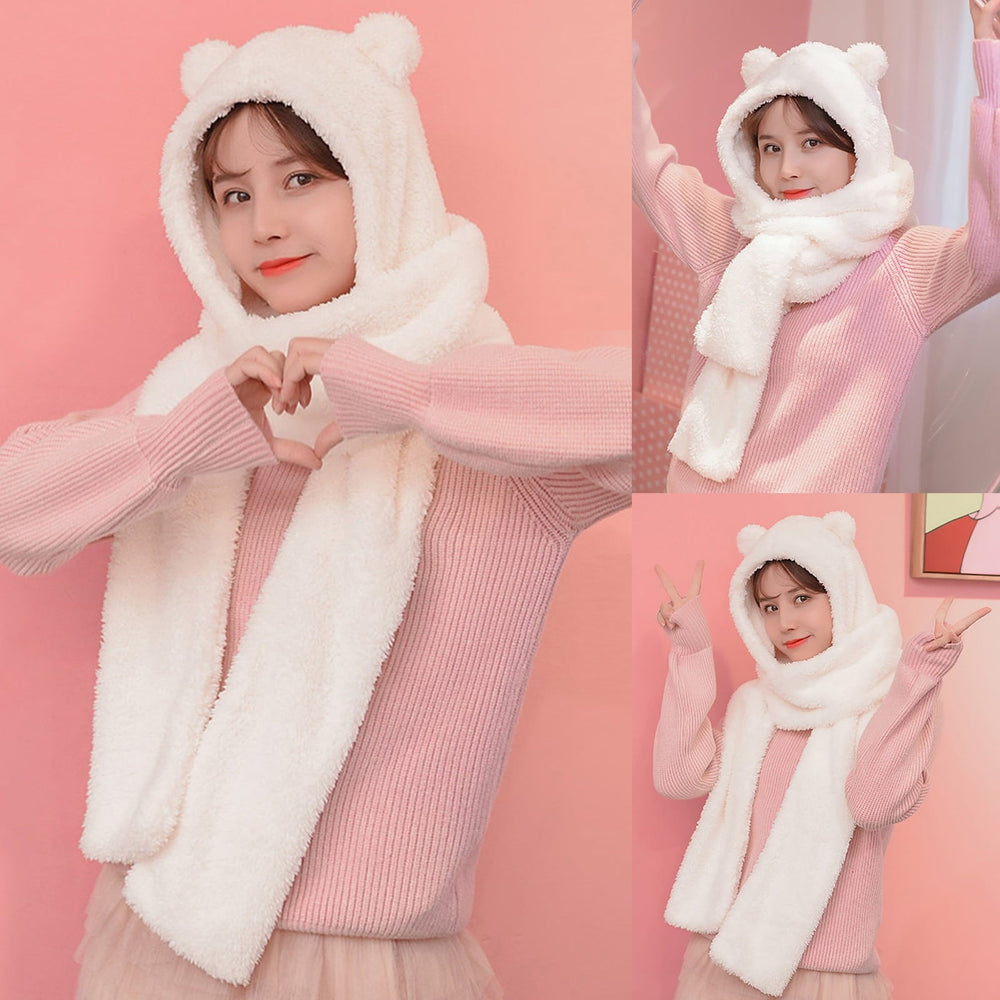 Winter Faux Fur Plush BearHood Scarf Hat & Gloves Set – Warm Winter Accessories Pakistan