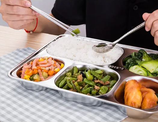 5 Compartments Stainless Steel Plate