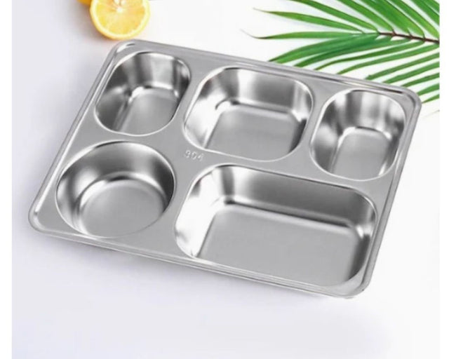 5 Compartments Stainless Steel Plate