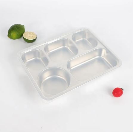5 Compartments Stainless Steel Plate
