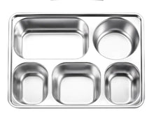 5 Compartments Stainless Steel Plate