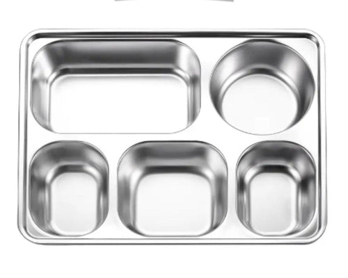 5 Compartments Stainless Steel Plate