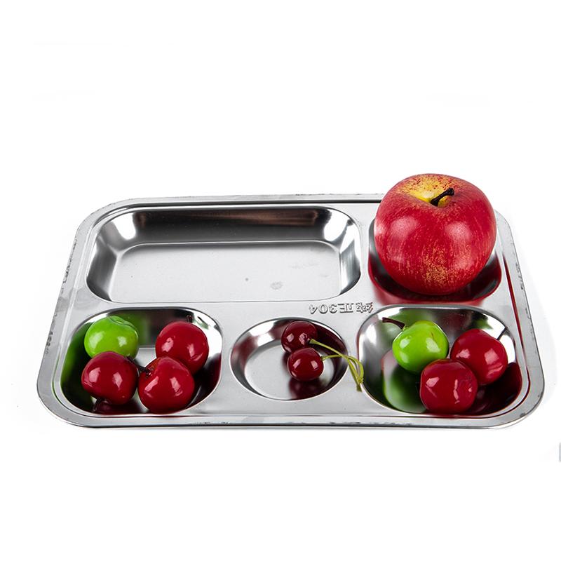 5 Compartments Stainless Steel Plate