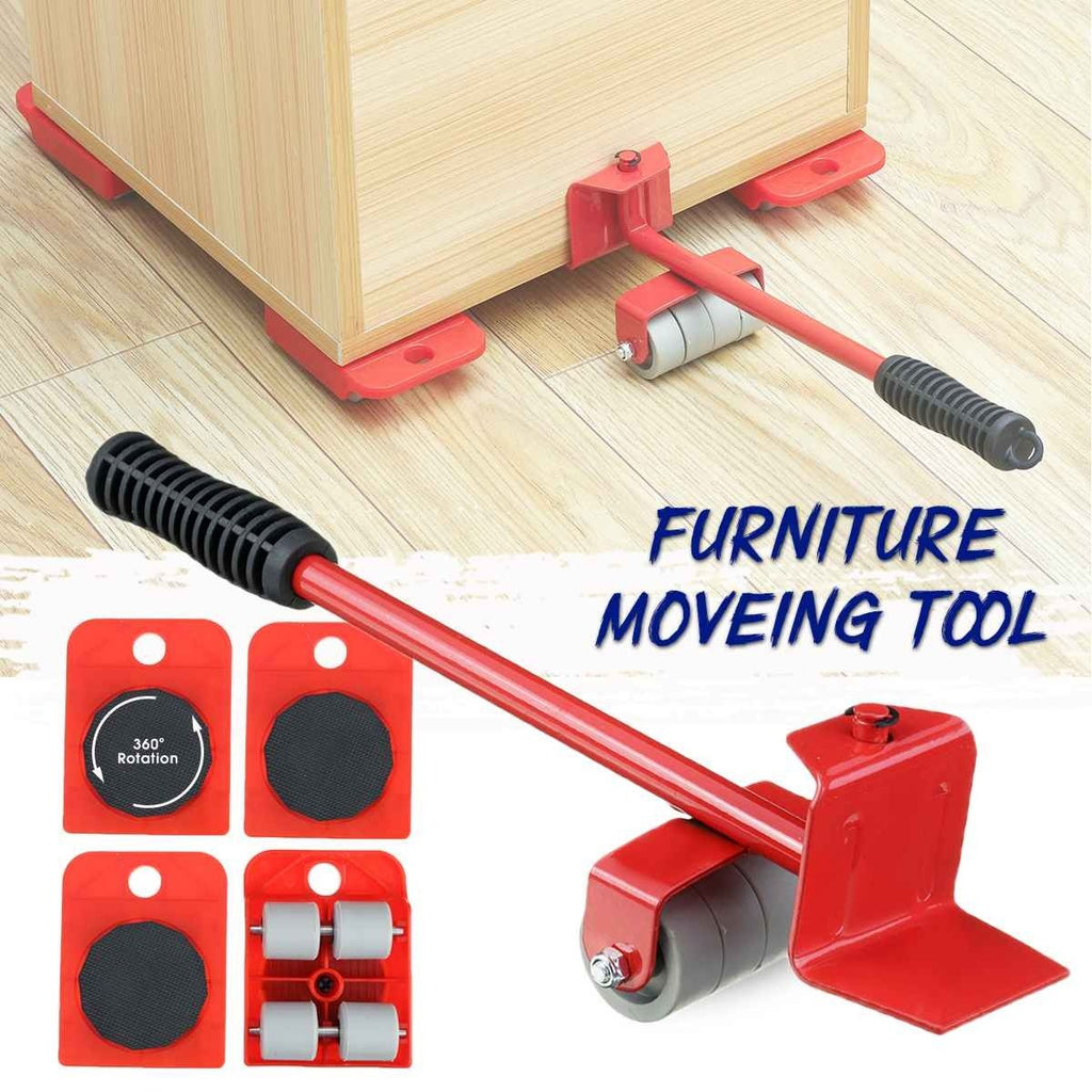 5 Pcs 360 Degree Rotating Furniture Moving Wheels with Wheel Bar