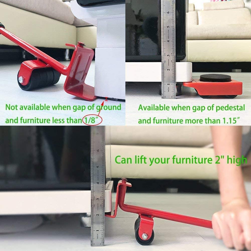 5 Pcs 360 Degree Rotating Furniture Moving Wheels with Wheel Bar