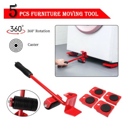 5 Pcs 360 Degree Rotating Furniture Moving Wheels with Wheel Bar