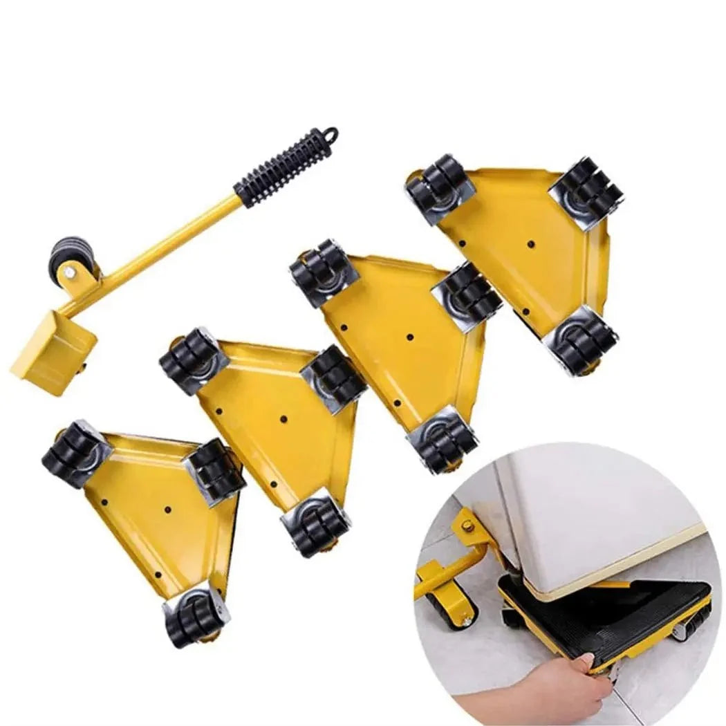 5 Pcs 360 Degree Rotating Furniture Moving Wheels with Wheel Bar