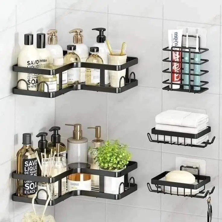 5-Piece Shower Caddy L-Shaped Corner Shelf Set