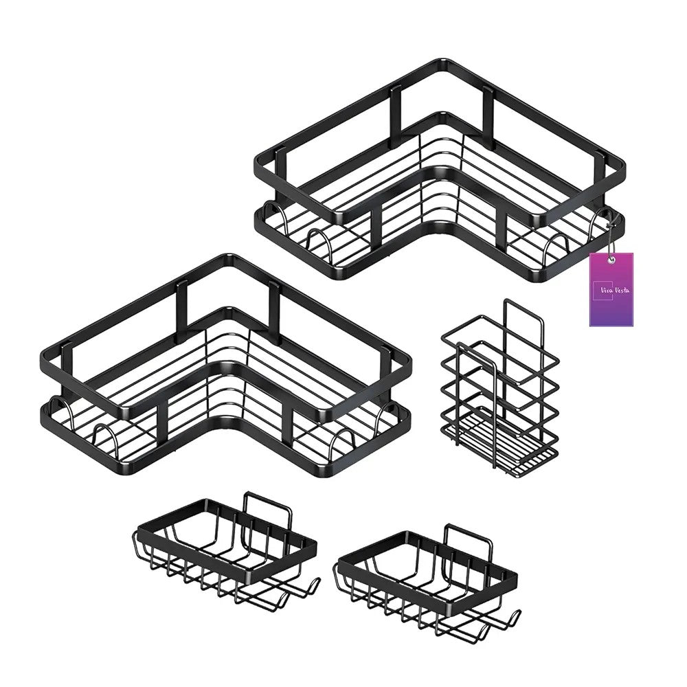 5-Piece Shower Caddy L-Shaped Corner Shelf Set