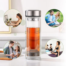 500ml Double Wall Glass Coffee Tumbler With Strainer & Lid