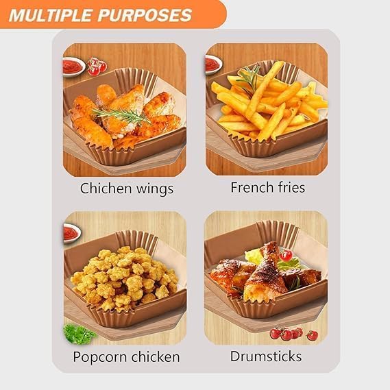 50Pcs - Disposable Baking Papers For Air Fryer