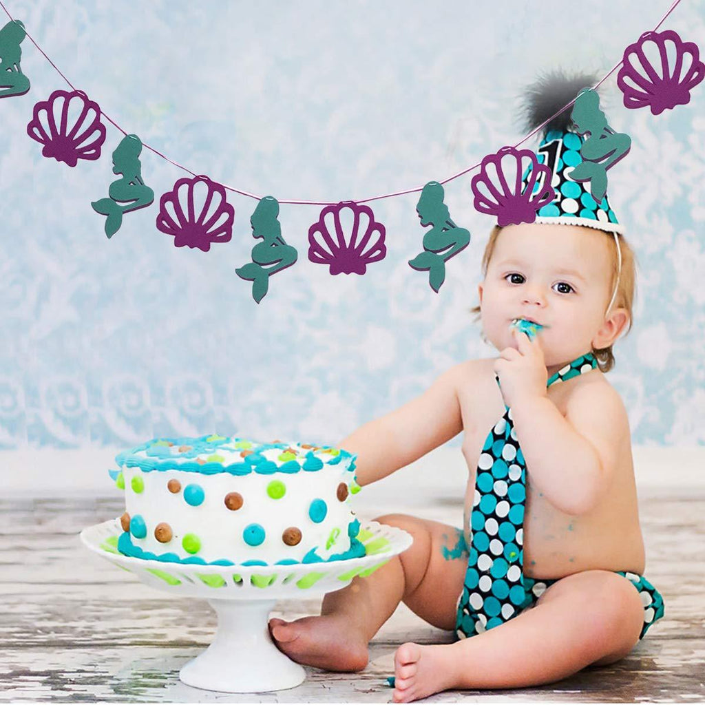 Mermaid Seashell Party Banner For Kid Birthday Party Decoration