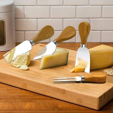 Set of 4 - Stainless Steel Cheese Knives With Wooden Handles