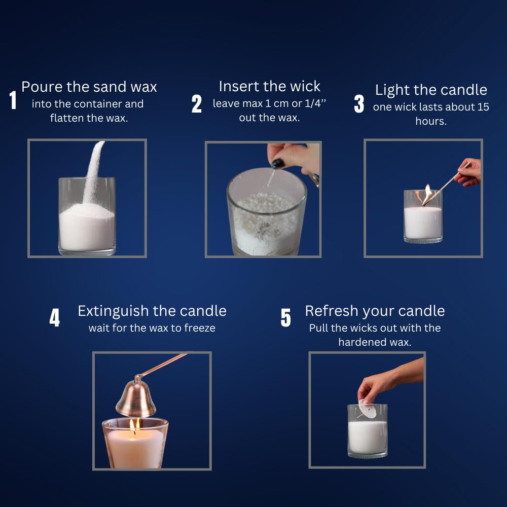 Sand Wax With Glass Jar & Wicks