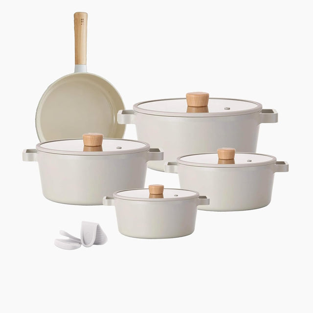 NEOFLAM FIKA 11-Piece Non-Stick Cookware Set with Lids | Ceramic Coated Aluminium