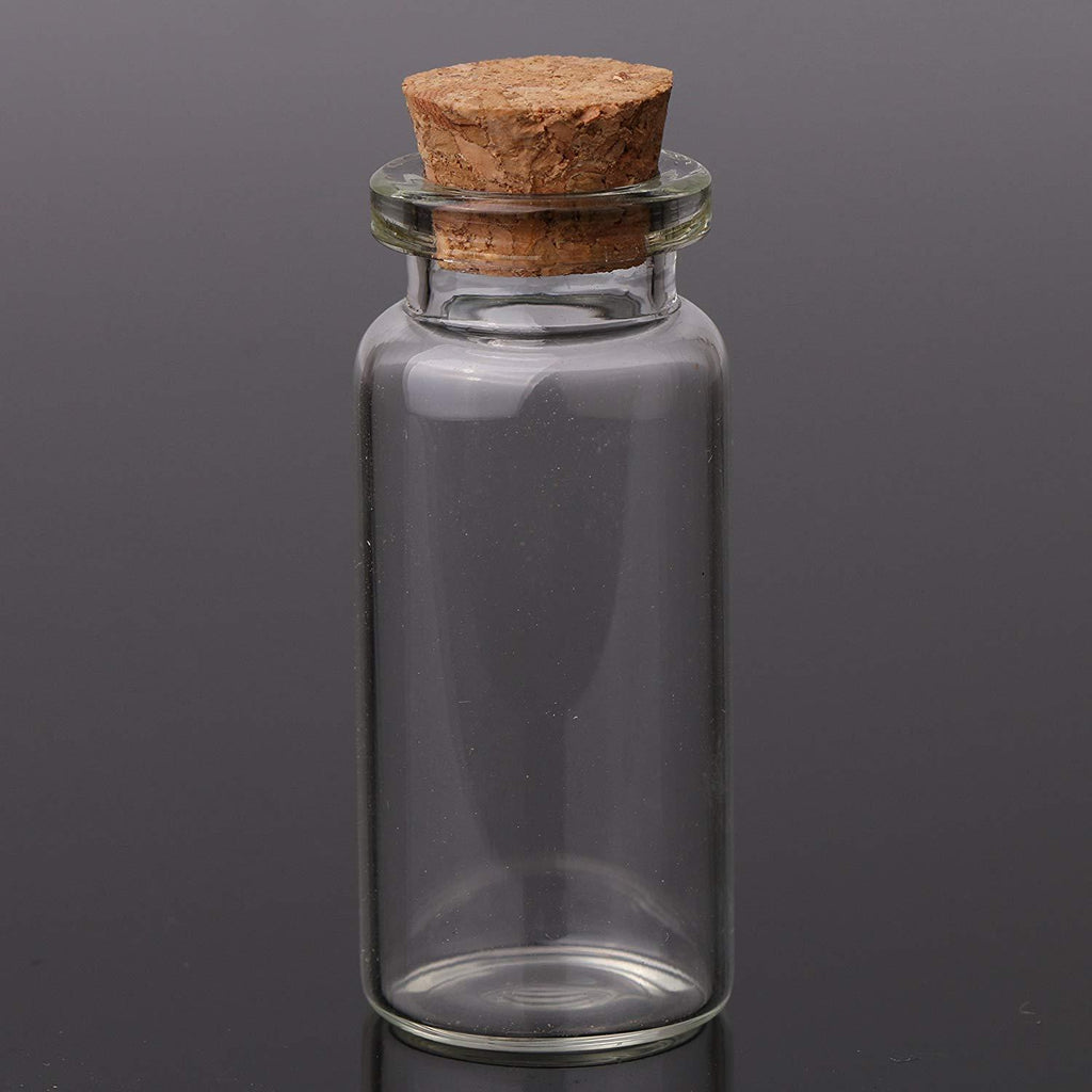 Pack of 4 - Mini Glass Bottles with Cork Stopper
