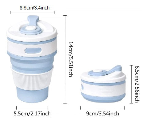 Random Color Folding Silicone Reusable  Collapsible Coffee Cup with Lid