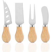Set of 4 - Stainless Steel Cheese Knives With Wooden Handles