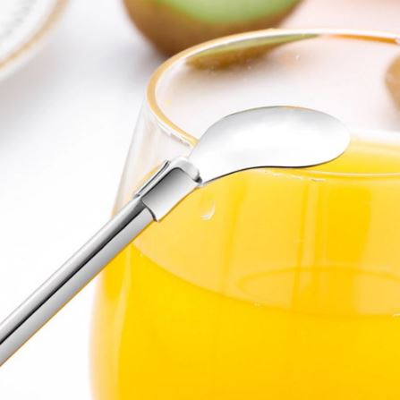 6-Pack Stainless Steel Drinking Spoon Straw Set - Reusable & Practical