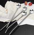 6-Pack Stainless Steel Drinking Spoon Straw Set - Reusable & Practical