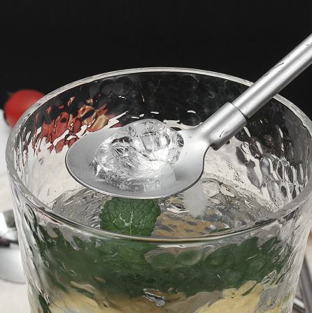 6-Pack Stainless Steel Drinking Spoon Straw Set - Reusable & Practical