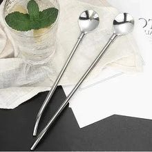 6-Pack Stainless Steel Drinking Spoon Straws - Reusable & Multifunctional