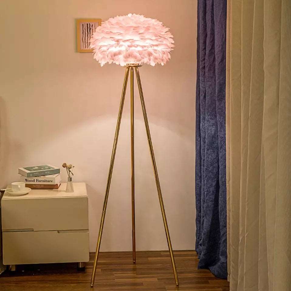 60'' Standing Tripod Feather Floor Lamp