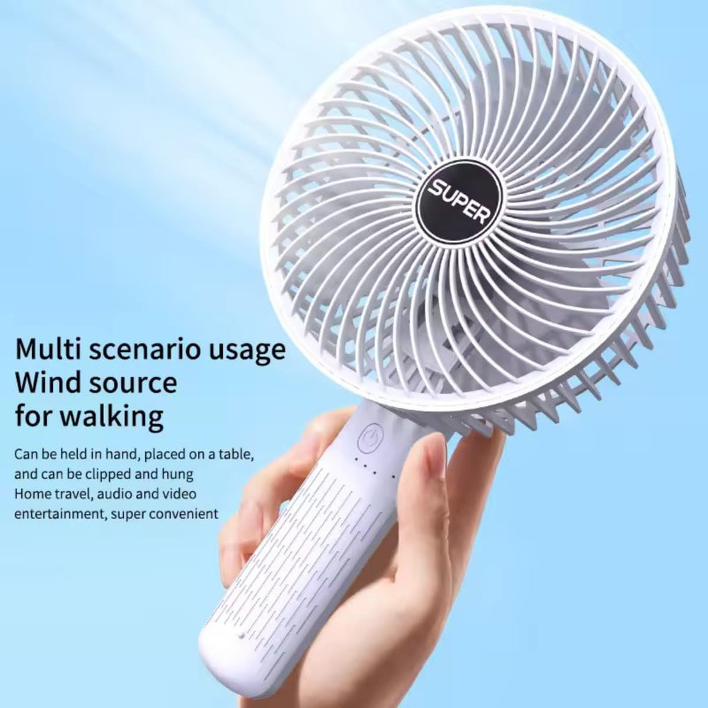 Handheld Clipped Portable 3 Gears Rechargeable Desktop Fan