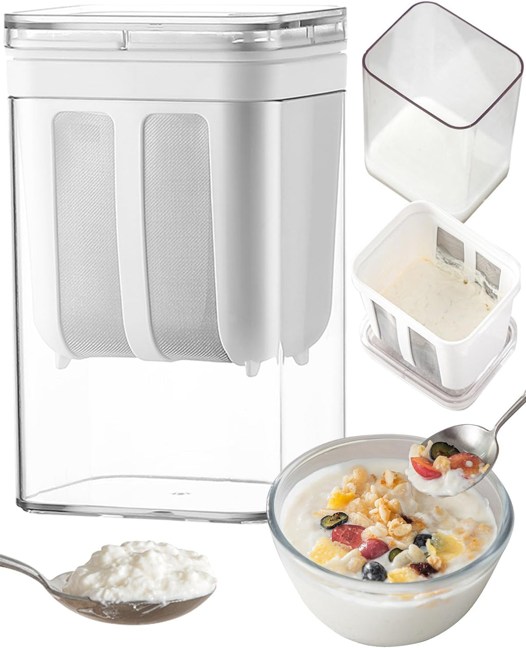 Fine Mesh Stainless Steel Greek Yogurt Strainer with Lid | Yogurt Maker & Cheese Strainer